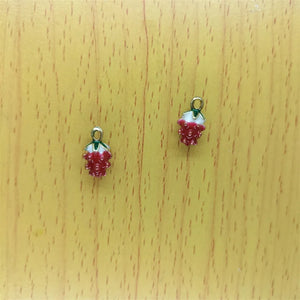 10pcs Strawberry Enamel Charm for DIY Jewelry Making