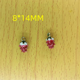 10pcs Strawberry Enamel Charm for DIY Jewelry Making