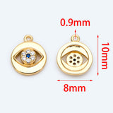 Micro Pave CZ Evil Eye Charm 10x8mm, Brass Eye Charms, Cubic Zirconium Paved Eye