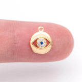 Micro Pave CZ Evil Eye Charm 10x8mm, Brass Eye Charms, Cubic Zirconium Paved Eye