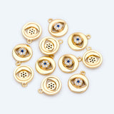 Micro Pave CZ Evil Eye Charm 10x8mm, Brass Eye Charms, Cubic Zirconium Paved Eye