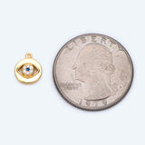 Micro Pave CZ Evil Eye Charm 10x8mm, Brass Eye Charms, Cubic Zirconium Paved Eye