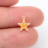 10pcs Micro Paved Star Charms Real Plated Star Pendants 10x9mm