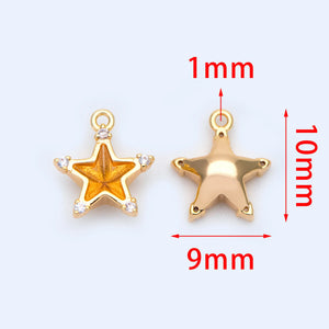 10pcs Micro Paved Star Charms Real Plated Star Pendants 10x9mm