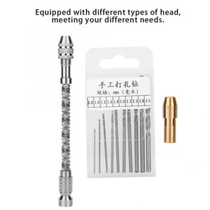 10pcs Micro Spiral Drill Bits Set+Swivel Head Pin Vise Chuck DIY Jewelry Tool