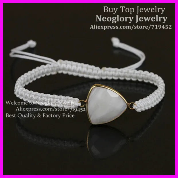 10pcs Milky Triangle Beads Macrame Bracelet