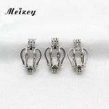 10 Mini Crown Pearl Cage Silver Plated Diffuser Pendants for Necklace Making