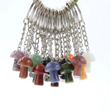 10pcs Mini Mushroom Stone Key Rings Chains Healing Crystal Keychains