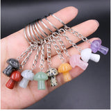 10pcs Mini Mushroom Stone Key Rings Chains Healing Crystal Keychains