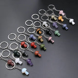 10pcs Mini Mushroom Stone Key Rings Chains Healing Crystal Keychains