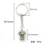 10pcs Mini Mushroom Stone Key Rings Chains Healing Crystal Keychains