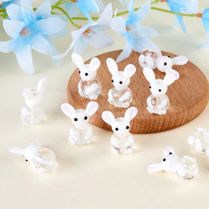 10pcs Mini Rabbit Beads Glass Lampwork Beads for DIY Jewelry Making