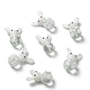 10pcs Mini Rabbit Beads Glass Lampwork Beads for DIY Jewelry Making
