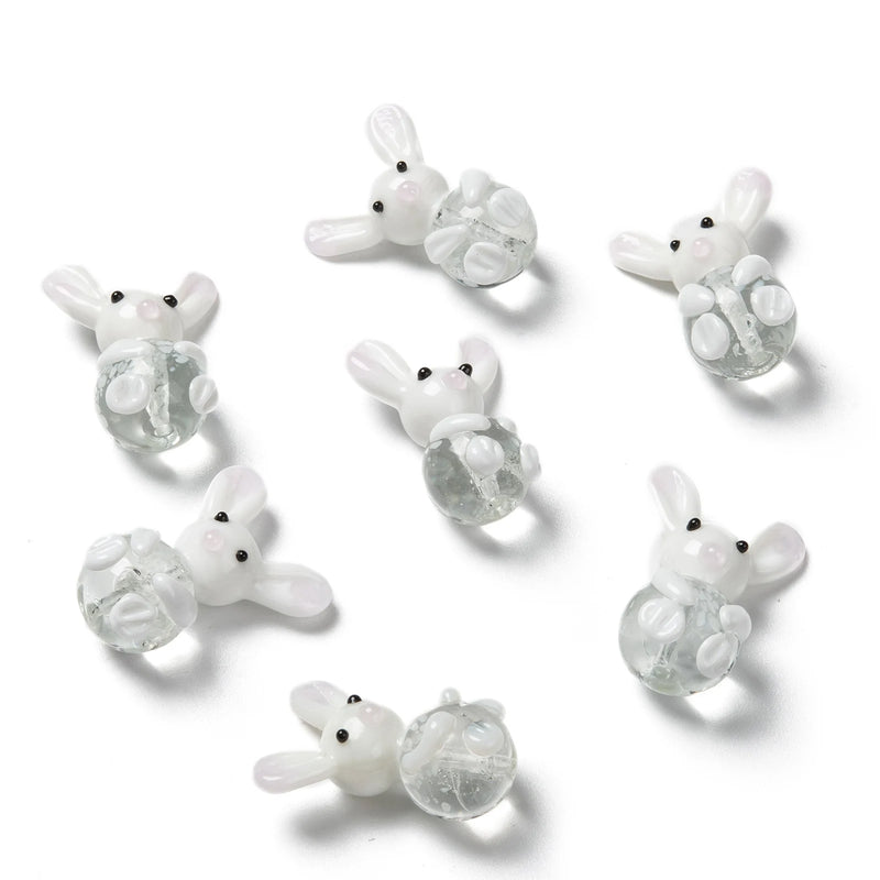 10pcs Mini Rabbit Beads Glass Lampwork Beads for DIY Jewelry Making