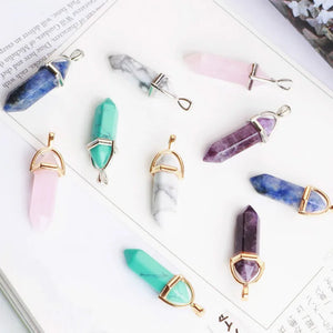 10pcs Natural Stone Pendants Crystal Charms DIY Jewelry Making
