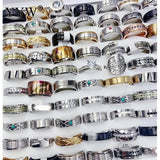 10pcs Mix Titanium Steel Finger Ring Letter Geometric Unisex With Rhinestone