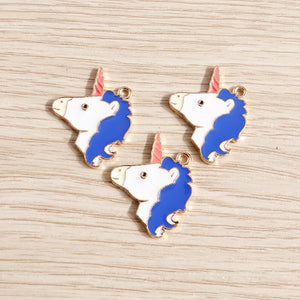 10pcs Mix Colorful Enamel Unicorn Charms Pendants for DIY Jewelry Making