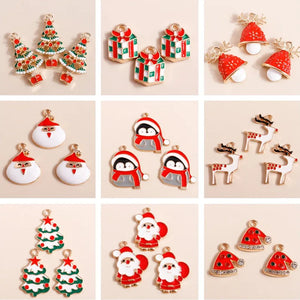 10pcs Enamel Christmas Charms Mix for Jewelry Making