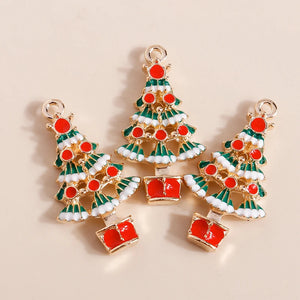 10pcs Enamel Christmas Charms Mix for Jewelry Making