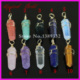 10pcs Mix Nature Gems Stone Point Pendant Opal/Crystal/Lapis Druzy Pendant