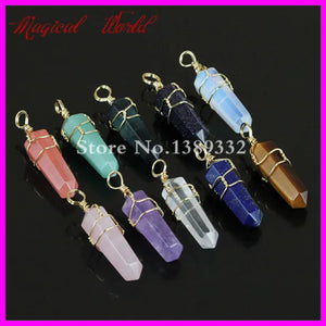 10pcs Mix Nature Gems Stone Point Pendant Opal/Crystal/Lapis Druzy Pendant
