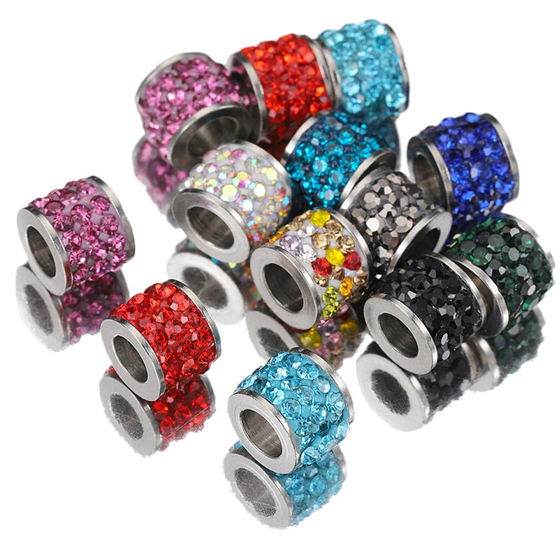 10pcs Mix Rhinestone Beads Crystal Spacer Charms for Jewelry Making DIY