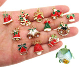 10pcs Mixed Christmas Charms Bells Enamel Pendants Ornaments Xmas Tree Decor