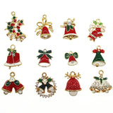 10pcs Mixed Christmas Charms Bells Enamel Pendants Ornaments Xmas Tree Decor