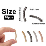 10pcs Mixed Brass CZ Curved Tube Beads Jewelry DIY 32.5x6.5x5mm