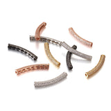10pcs Mixed Brass CZ Curved Tube Beads Jewelry DIY 32.5x6.5x5mm