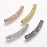 10pcs Mixed Brass CZ Curved Tube Beads Jewelry DIY 32.5x6.5x5mm
