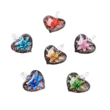 10pcs Mixed Lampwork Inner Flower Pendants Heart Round Pendant Jewelry