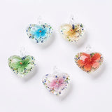 10pcs Mixed Lampwork Inner Flower Pendants Heart Round Pendant Jewelry