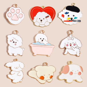 10pcs Mixed Enamel Cartoon Dog Pendants Charms for DIY Jewelry Making