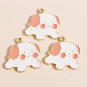 10pcs Mixed Enamel Cartoon Dog Pendants Charms for DIY Jewelry Making