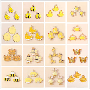 10pcs Yellow Enamel Animal Charms for DIY Necklaces Earrings