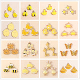 10pcs Yellow Enamel Animal Charms for DIY Necklaces Earrings