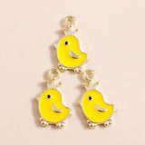 10pcs Yellow Enamel Animal Charms for DIY Necklaces Earrings