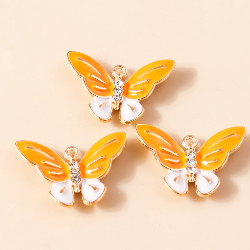 10pcs Yellow Enamel Animal Charms for DIY Necklaces Earrings