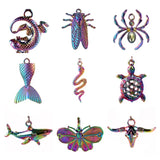 10pcs Mixed Rainbow Insects Animals Charms for Jewelry Making Supplies