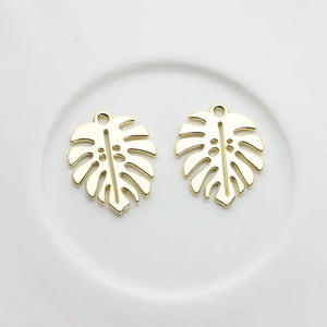 10pcs Monstera Pendant Base Leaf Pendants for DIY Jewelry Making