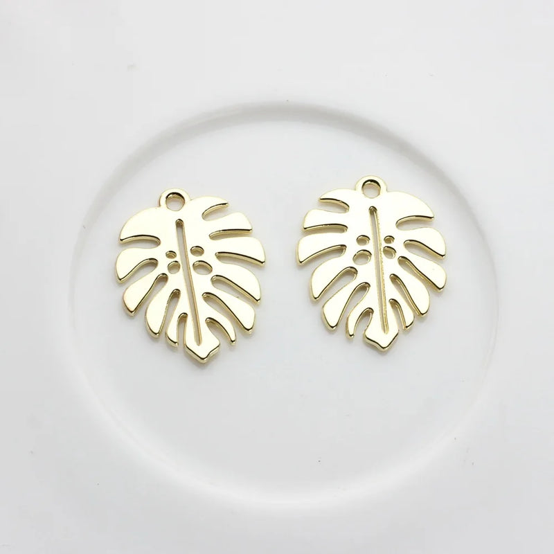 10pcs Monstera Pendant Base Leaf Pendants for DIY Jewelry Making