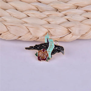 10pcs Moon Crow Enamel Charms Pendant for DIY Jewelry Making