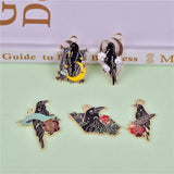 10pcs Moon Crow Enamel Charms Pendant for DIY Jewelry Making