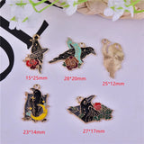 10pcs Moon Crow Enamel Charms Pendant for DIY Jewelry Making