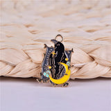 10pcs Moon Crow Enamel Charms Pendant for DIY Jewelry Making