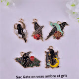 10pcs Moon Crow Enamel Charms Pendant for DIY Jewelry Making