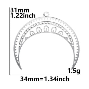 10pcs Moon Star Stainless Steel Pendant DIY Jewelry Making Accessories