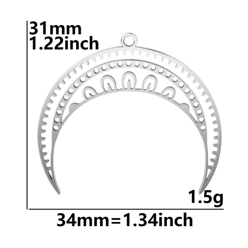 10pcs Moon Star Stainless Steel Pendant DIY Jewelry Making Accessories