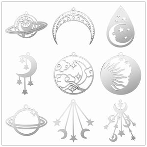 10pcs Moon Star Stainless Steel Pendant DIY Jewelry Making Accessories